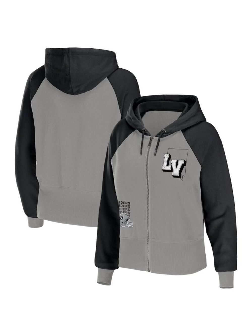 Las Vegas Raiders Team Full-Zip Hoodie Gray WEAR by Erin Andrews Women's Large